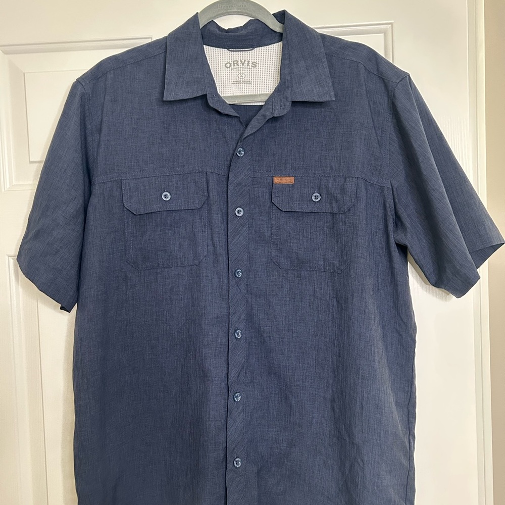 Men's Orvis Blue Short Sleeve Button Down Shirt